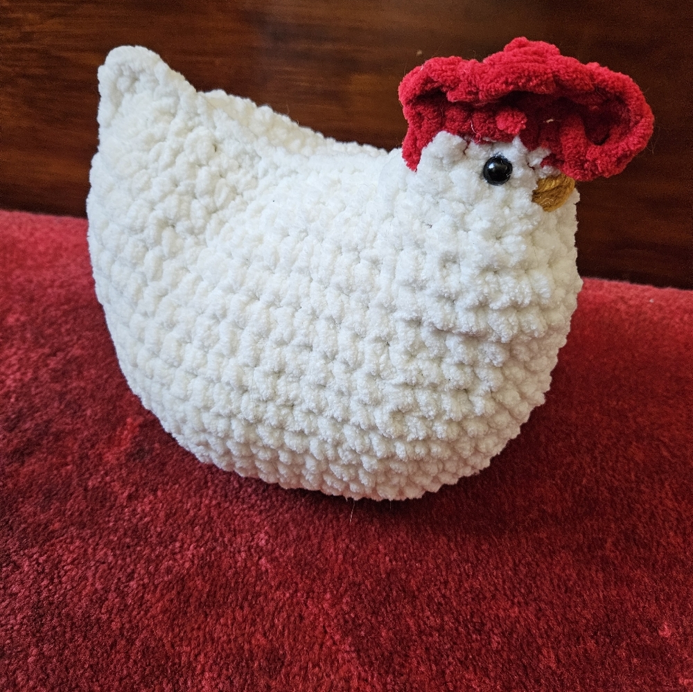 White Chunky Crochet Chicken Rooster amigurumi doll - Picture 1 of 11